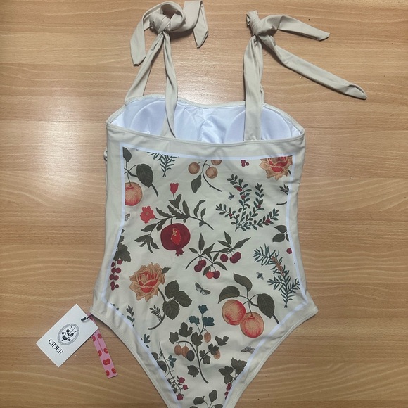 Cider Floral Print One Piece Swimsuit - Cream and Multicolor - Picture 3 of 3